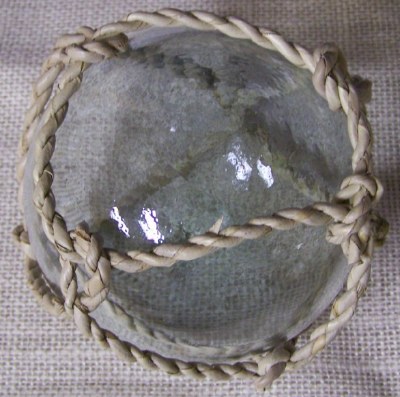 4" Clear Glass Orb with Buri Rope Weave