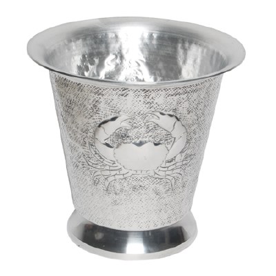 10" Aluminum Hammered Metal Textured Crab Wine Cooler