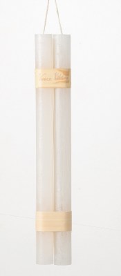 Pair of 12" White Timber Taper Candles