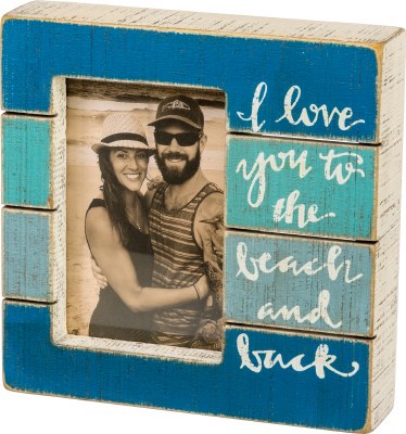 4" x 6" Square Blue Ombre Love To The Beach and Back Slat Wood Photo Frame