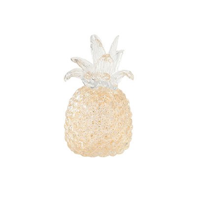 7" Gold and Clear Textured Glass Pineapple