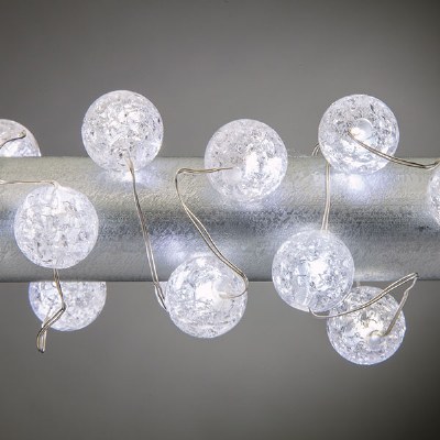 40" Cool White Crackled Frost Orb 20 LED Light String