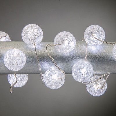120" Cool White Crackled Frost Orb 30 LED Light String