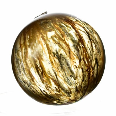 5" Tan Sutters Mill Painted Blown Glass Decorative Orb