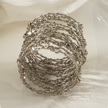 2" Silver Metal Beaded Wire Coil Napkin Ring