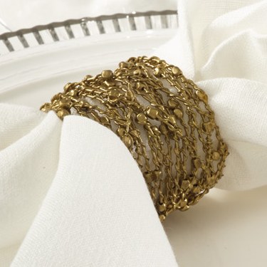 2" Gold Metal Beaded Wire Coil Napkin Ring