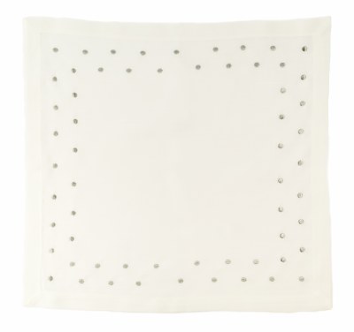 20" Square White Cloth Napkin with Silver Polka Dots