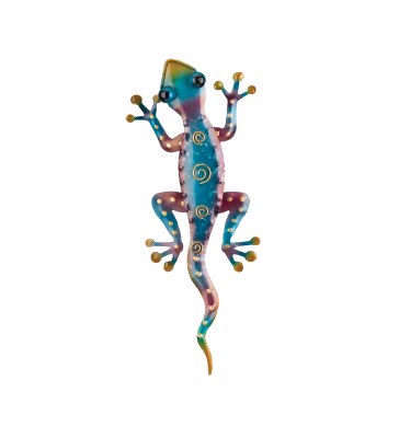 11" Blue and Purple Metal Gecko Wall Art Plaque