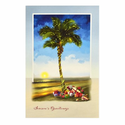 7" x 5" Box of 16 Christmas Palm Embossed Christmas Greeting Cards