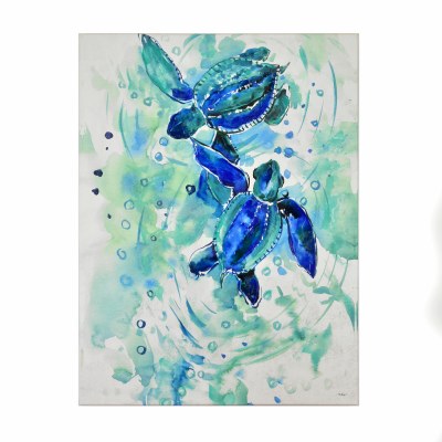 40" x 30" Two Blue Swimming Turtles Canvas