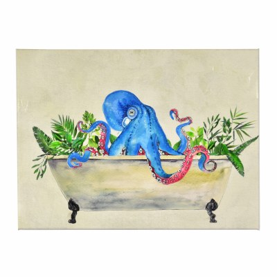 18" x 24" Bright Blue Octopus in Tub Canvas