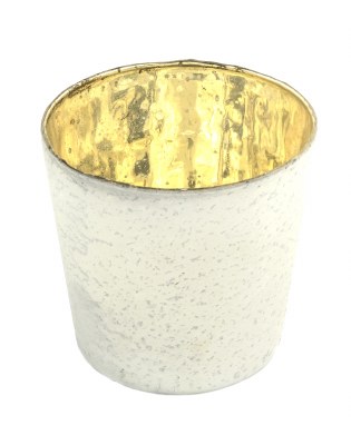 4" Light Gray and Pale Gold Glass Votive Candleholder
