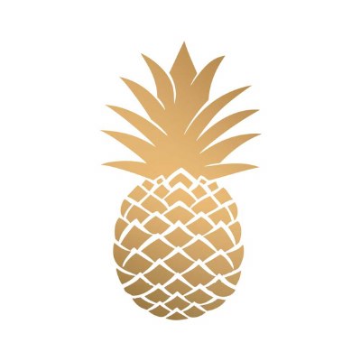 5" Sqaure Gold and White Pineapple Beverage Napkin