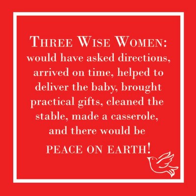 5" Square Red and White Three Wise Women Beverage Napkins