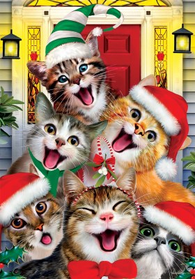 18" x 12" Mini Cloth Christmas Cats Flag