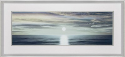 19" x 42" Glistening Sunset Over Sea 1 Framed Under Glass