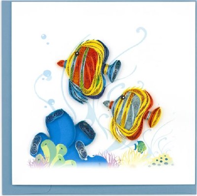 6" x 6" Quilling Multicolor Fish Greeting Card