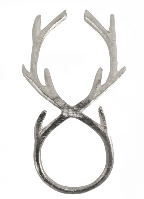 5" Silver Brass Reindeer Antler Napkin Ring