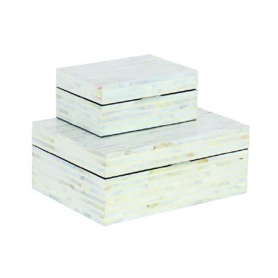 12"  Paneled White Mother of Pearl Box