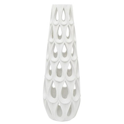 24" White Openwork Vase