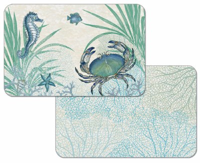 11" x 17" Blue and Green Oceana Reversible Microban Placemat