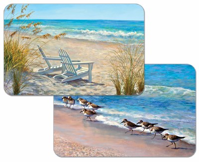 11" x 17" Oceanview Chairs and Sandpipers Reversible Microban Placemat