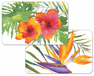 11" x 17" Tropical Paradise Flowers Reversible Microban Placemat