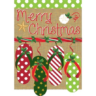 18" x 13" Mini Cloth Merry Christmas Hanging Flip-Flops Flag