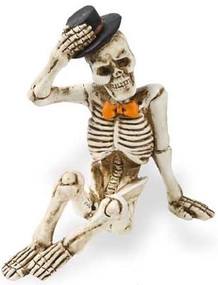 3" Skeleton Holding Hat Figurine