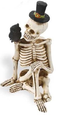3" Skeleton With Owl Figurine