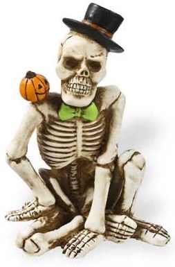 3" Skeleton With Pumpkin Figurine