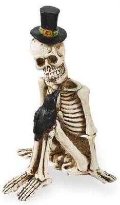 3" Skeleton With Raven Figurine