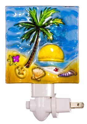 6" Palm on Beach Glass Night Light