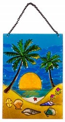 12" x 9" Palms on Beach Glass Sign