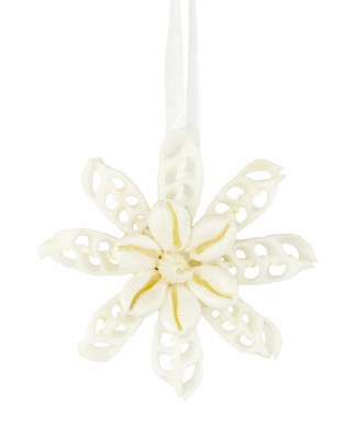 4" White Shell Slice Cowrie Ornament