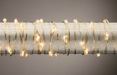 60" Battery Operated Warm 30 LED Gold Wire Light String