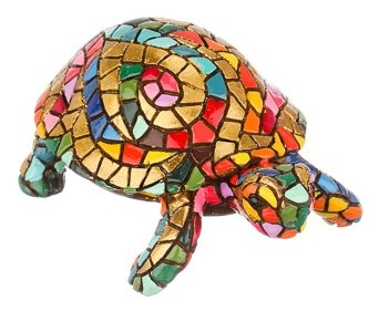 5" Gold and Multicolor Mosaic Carnival Turtle