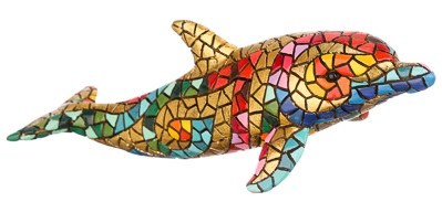 7" Gold and Multicolor Mosaic Dolphin