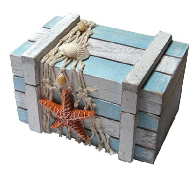 3" x 5" Blue and White Wood Slat Box