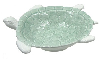8" Green Ceramic Turtle Bowl