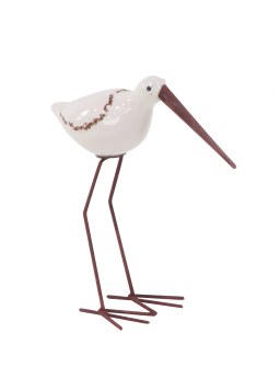 10" Metal and Ceramic White Ibis