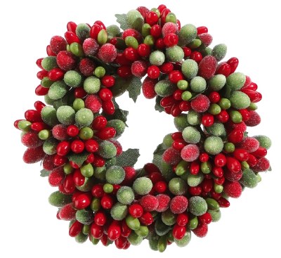 2" Faux Red and Green Berry Candle Ring