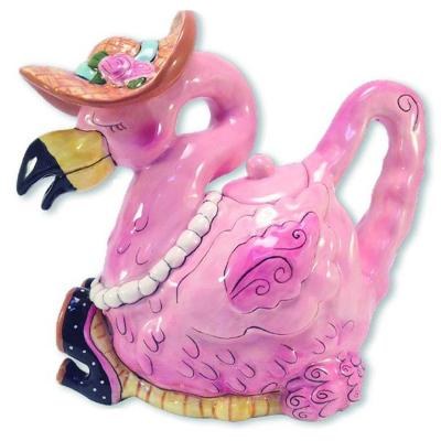 10" Miss Precious Flamingo Ceramic Teapot