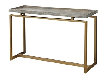 47" Dark Wood Tray Top and Gold Leg Console