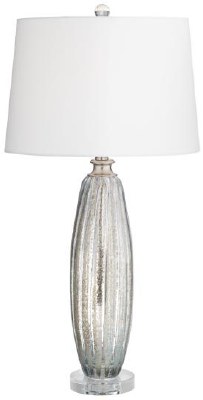 30" Champagne Rib Column Glass Table Lamp with White Shade