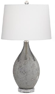 27" Frost Smoke Gray Glass Table Lamp with White Shade