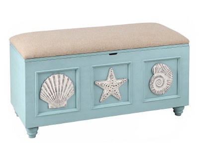 19" x 38" Glacier Blue Shell Storage Bench