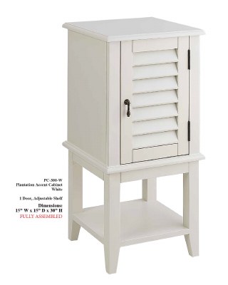30" x 15" White Plantation Shutter Cabinet with a Door