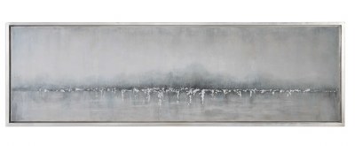 21" x 71"  Silver and Gray Tides Canvas