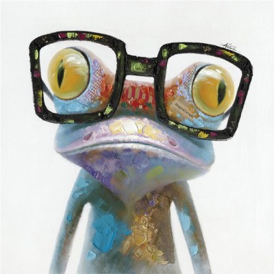 20" Square Multicolored Hipster Froggy Canvas